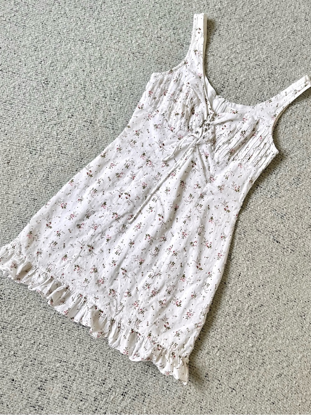 Tic Toc White Floral Tie-Front Sundress Mini Lace Up Size M